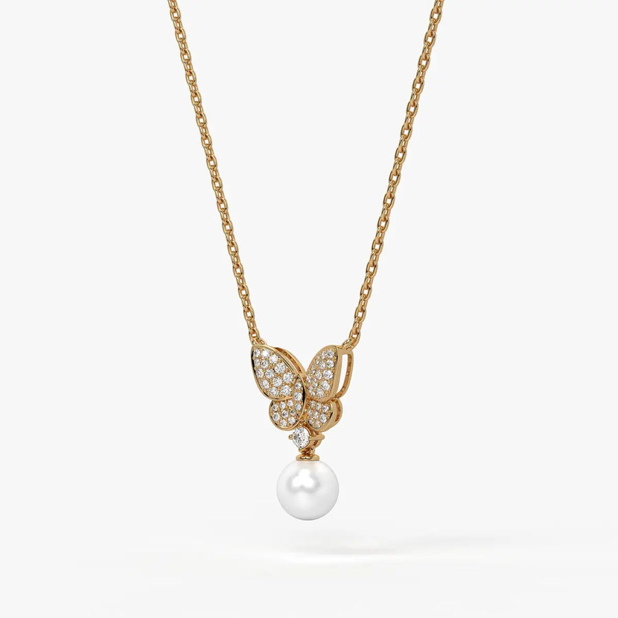 Butterfly Pearl Drop Pendant