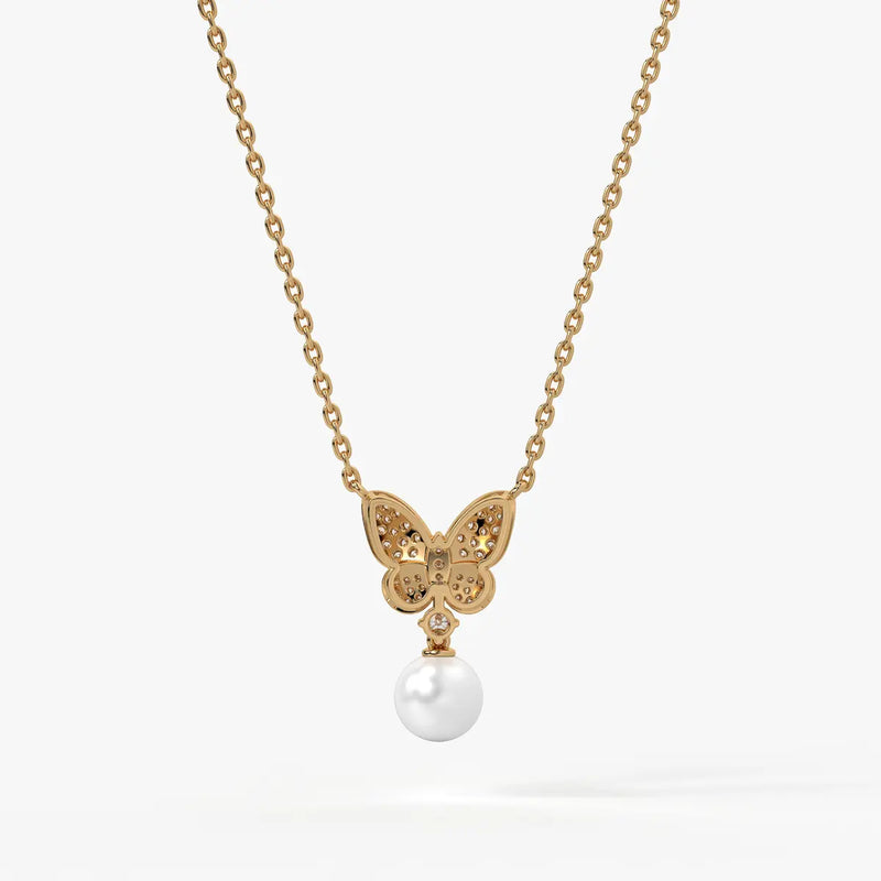 Butterfly Pearl Drop Pendant