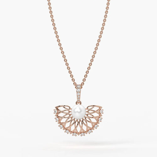 Floral Pearl Diamond Pendant