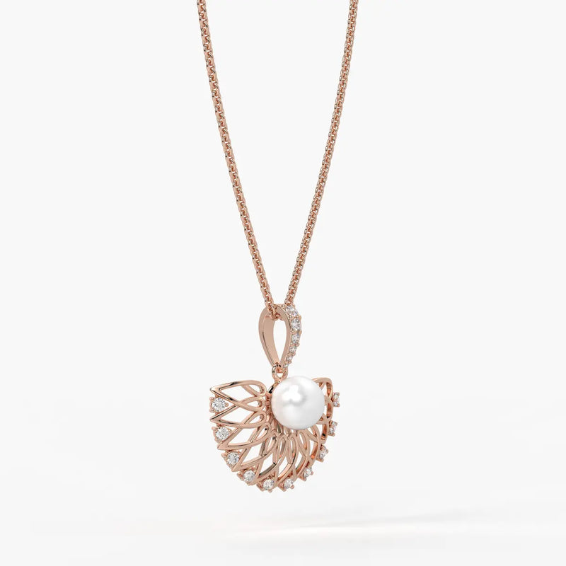 Floral Pearl Diamond Pendant