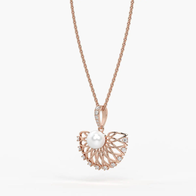 Floral Pearl Diamond Pendant