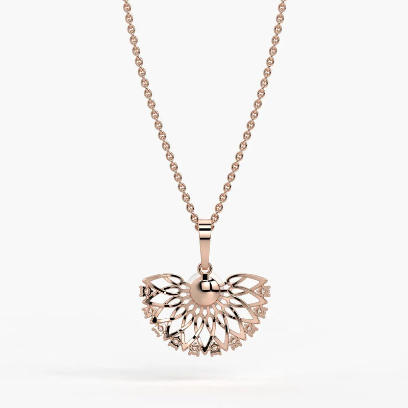 Floral Pearl Diamond Pendant