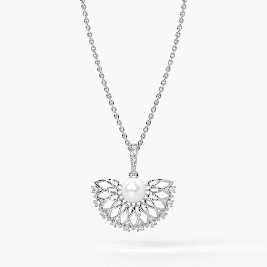 Floral Pearl Diamond Pendant