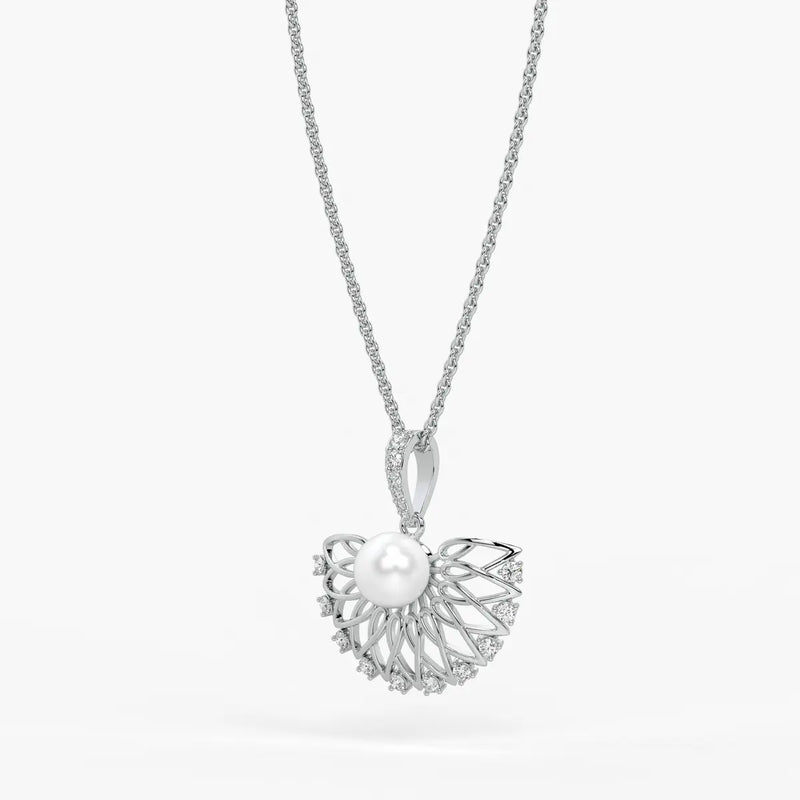 Floral Pearl Diamond Pendant