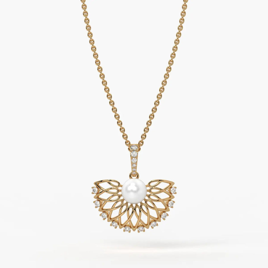 Floral Pearl Diamond Pendant