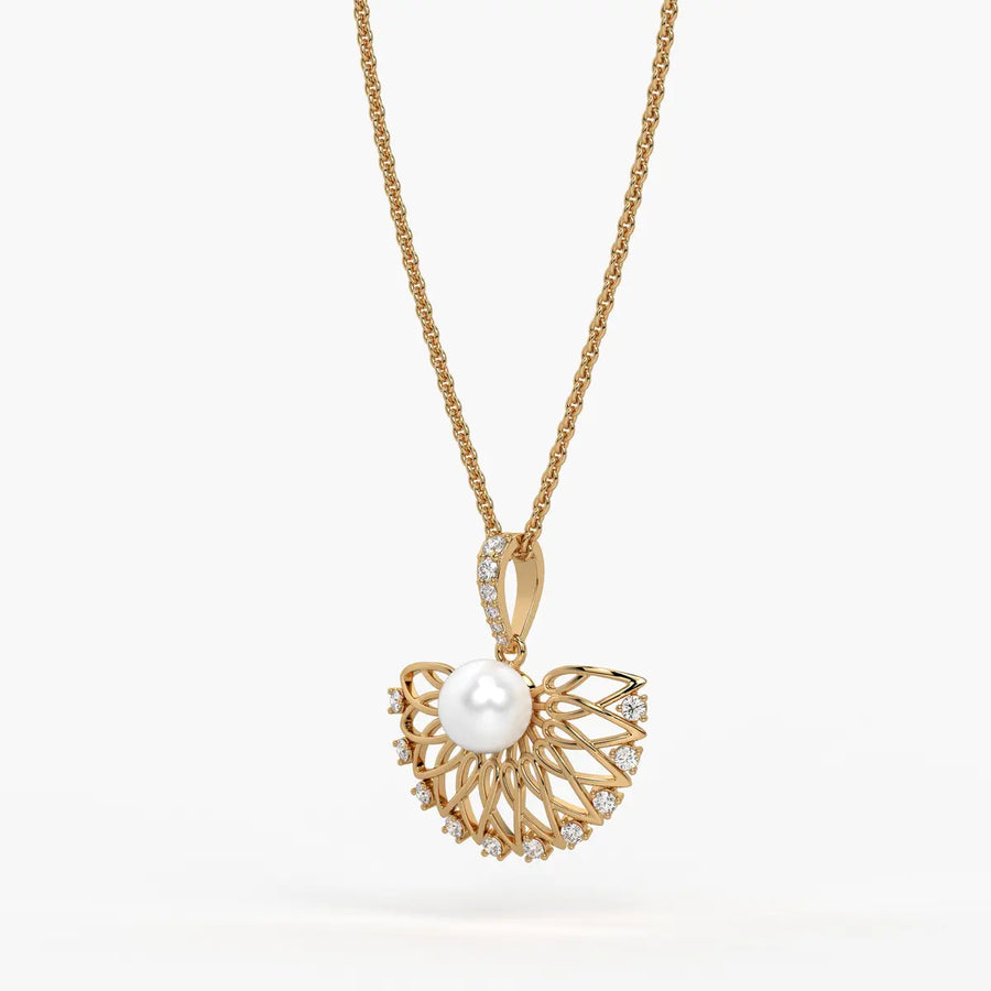 Floral Pearl Diamond Pendant