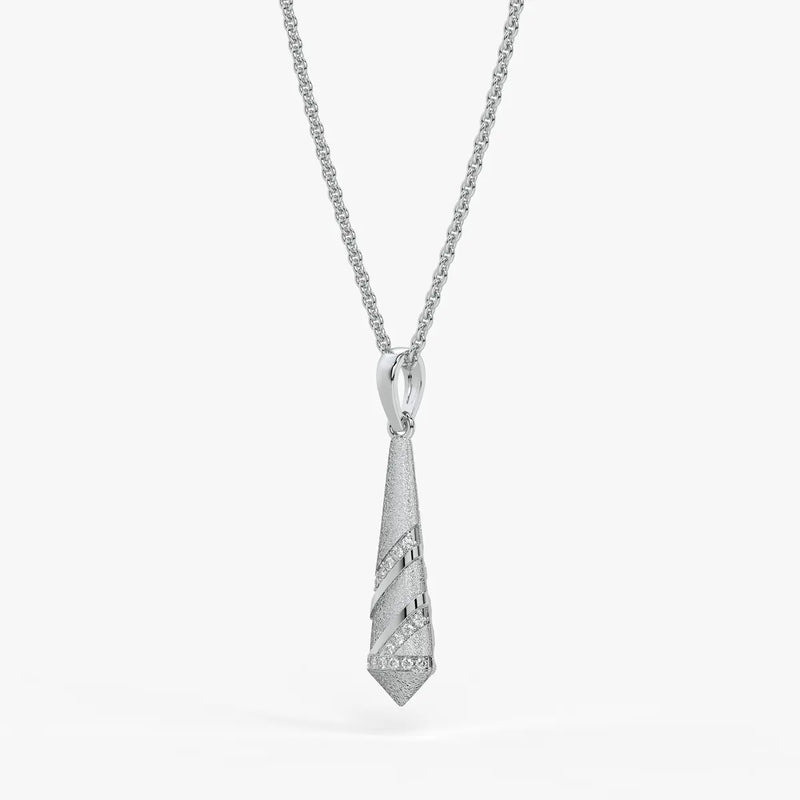 Spiral Cone Diamond Pendant