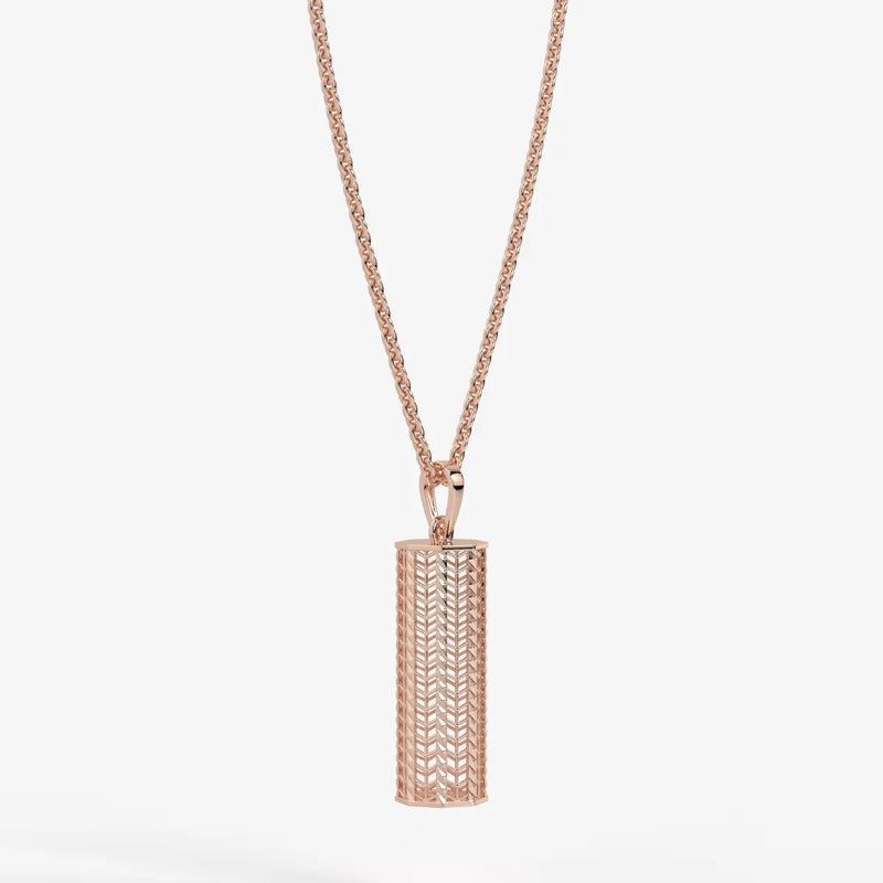 Chevron Lattice Cylinder Drop Pendant