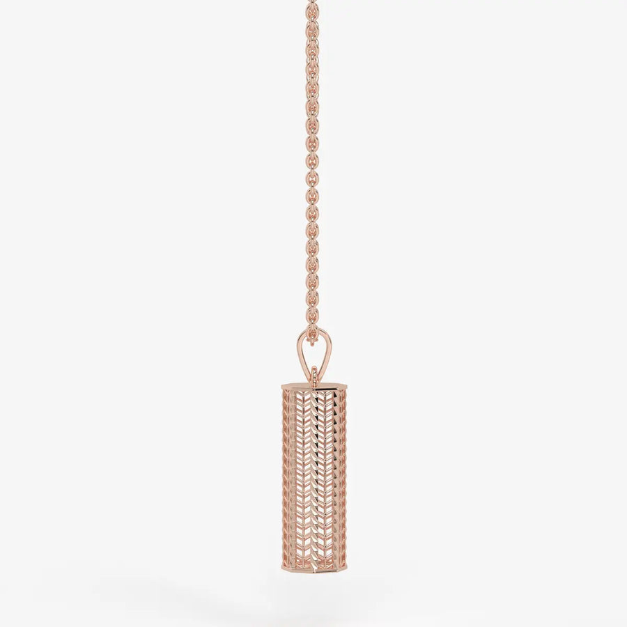 Chevron Lattice Cylinder Drop Pendant