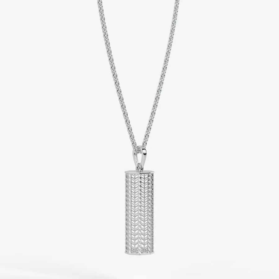 Chevron Lattice Cylinder Drop Pendant