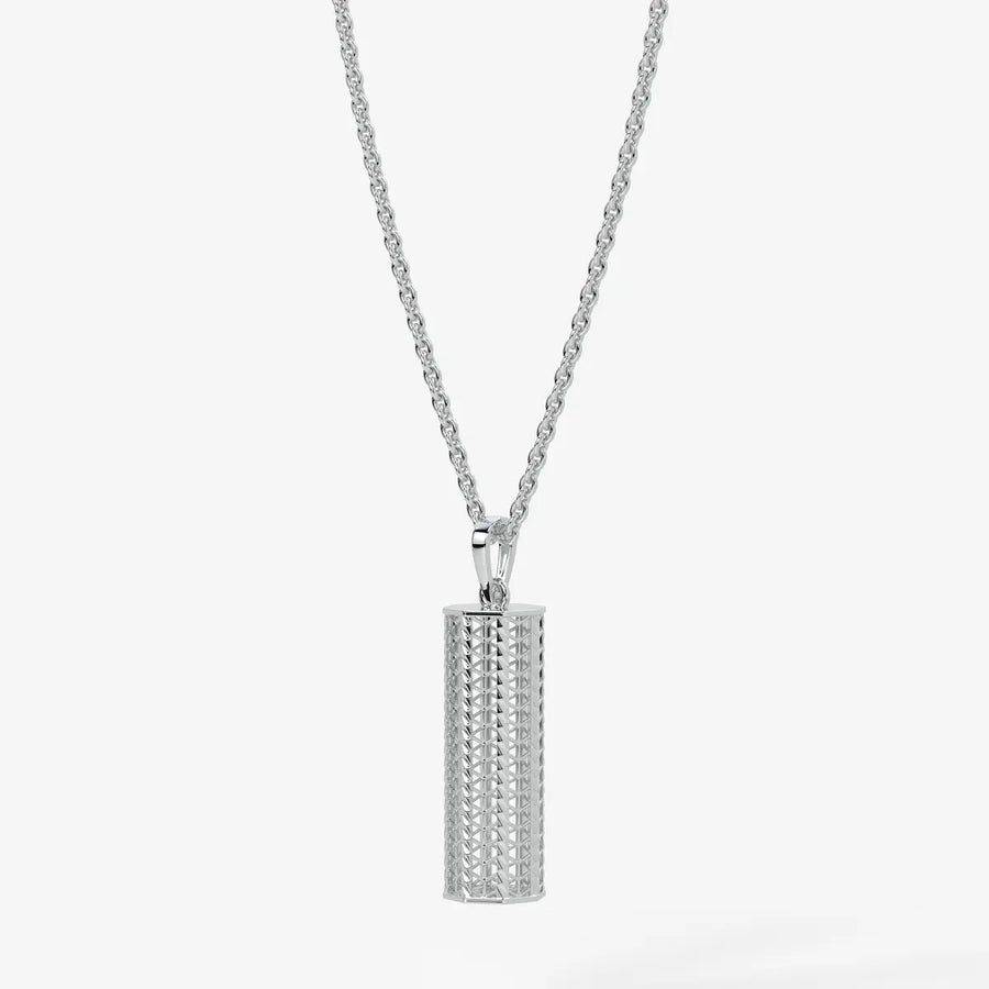 Chevron Lattice Cylinder Drop Pendant