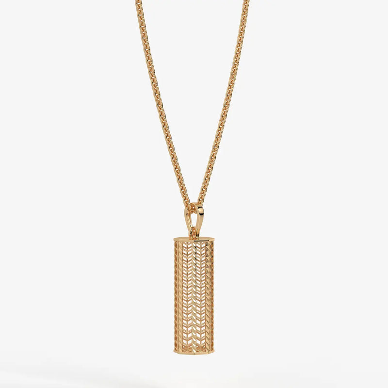 Chevron Lattice Cylinder Drop Pendant