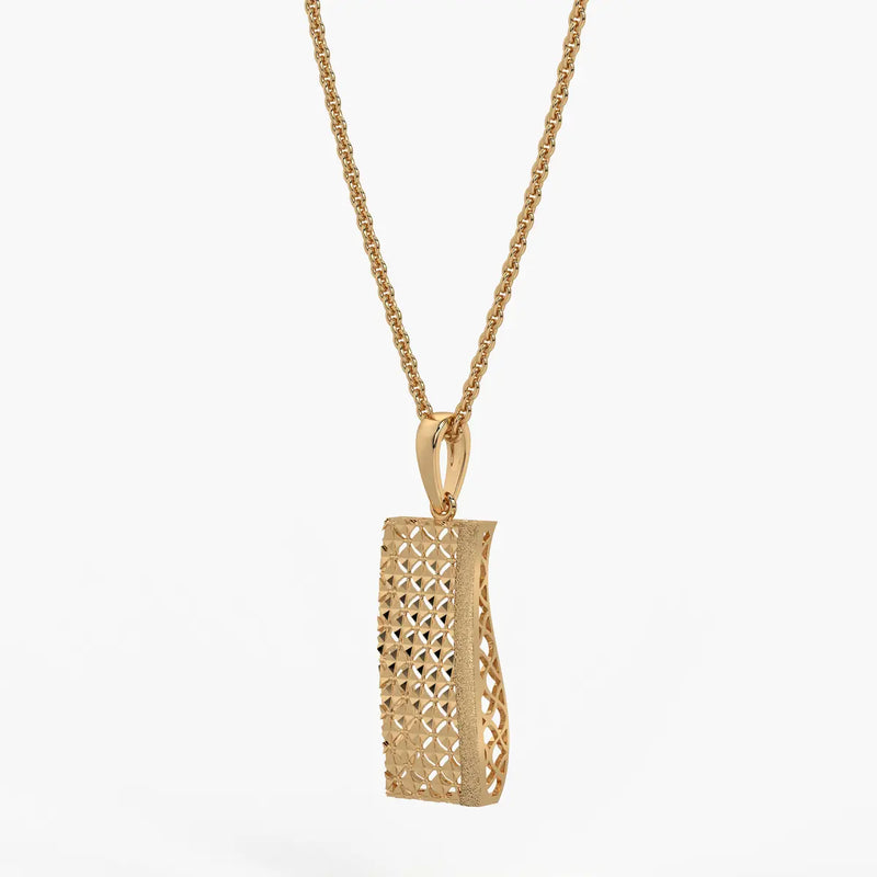 Rectangular Lattice Bar Drop Pendant