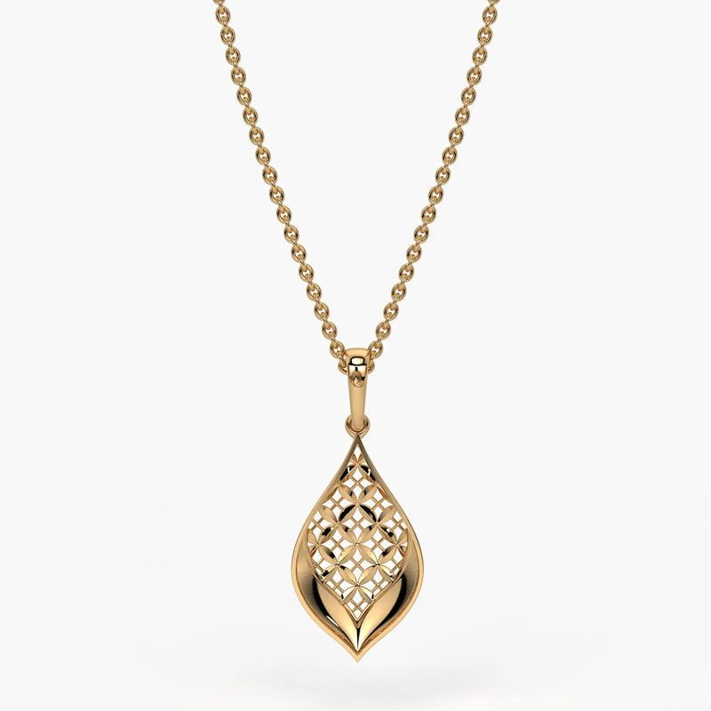 Floral Teardrop Drop Pendant