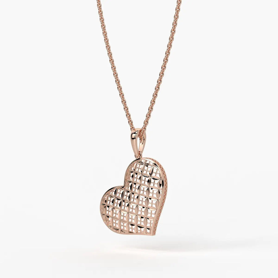 Geometric Heart Charm Pendant