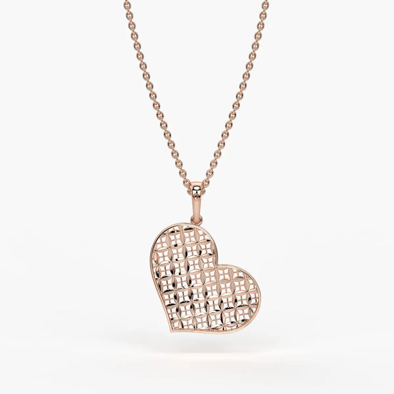 Geometric Heart Charm Pendant