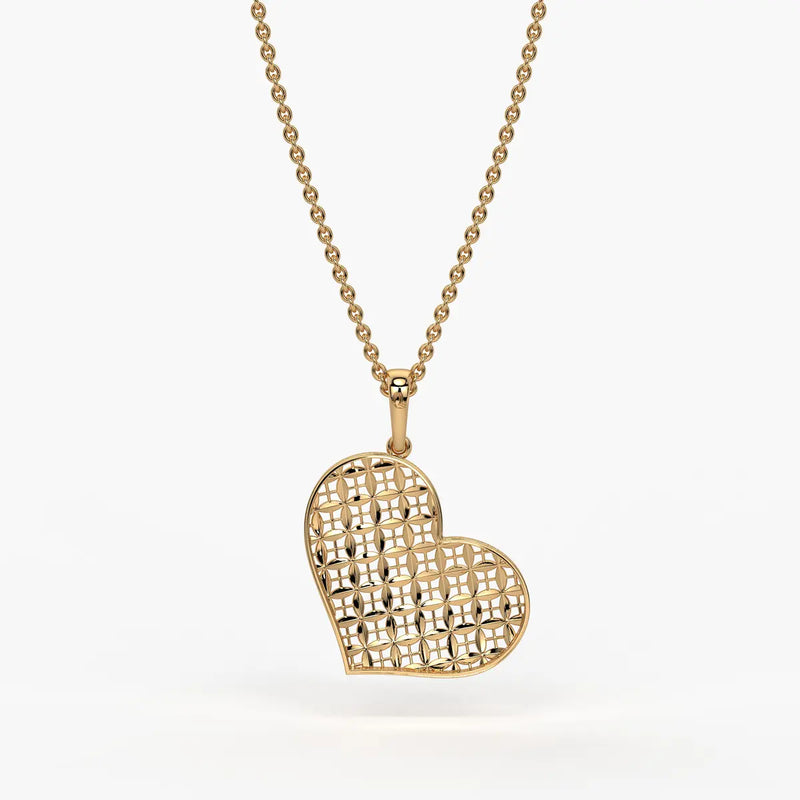 Geometric Heart Charm Pendant