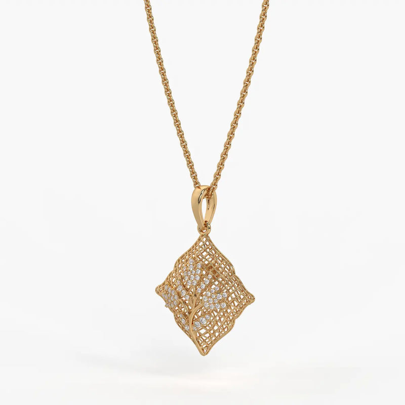 Floravelle Diamond Lattice Bloom Pendant