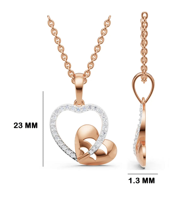 Caelia Dual Heart Diamond Pendant