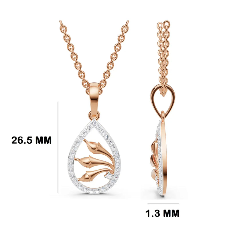 Calla Lily Teardrop Diamond Pendant