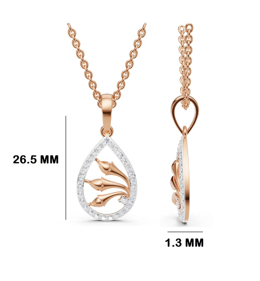 Calla Lily Teardrop Diamond Pendant