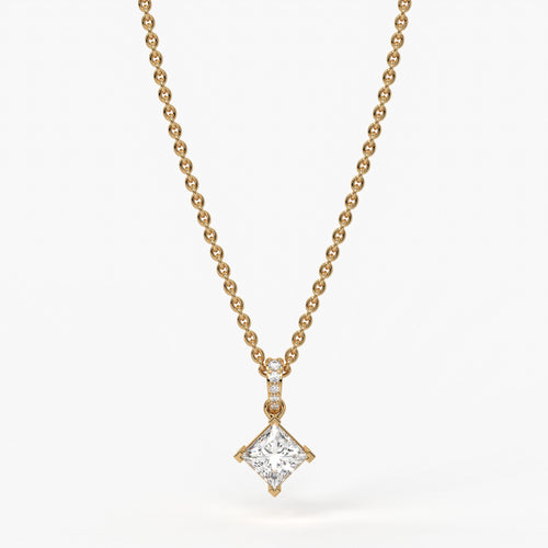 Zayelle Princess Diamond Tilt Pendant