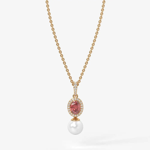 Roselle Pearl Halo Pendant Necklace