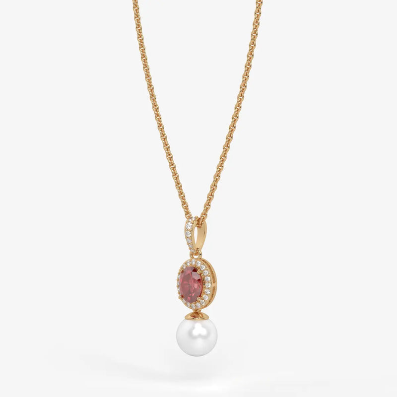 Roselle Pearl Halo Pendant Necklace