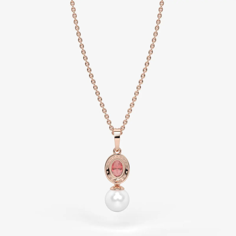 Roselle Pearl Halo Pendant Necklace