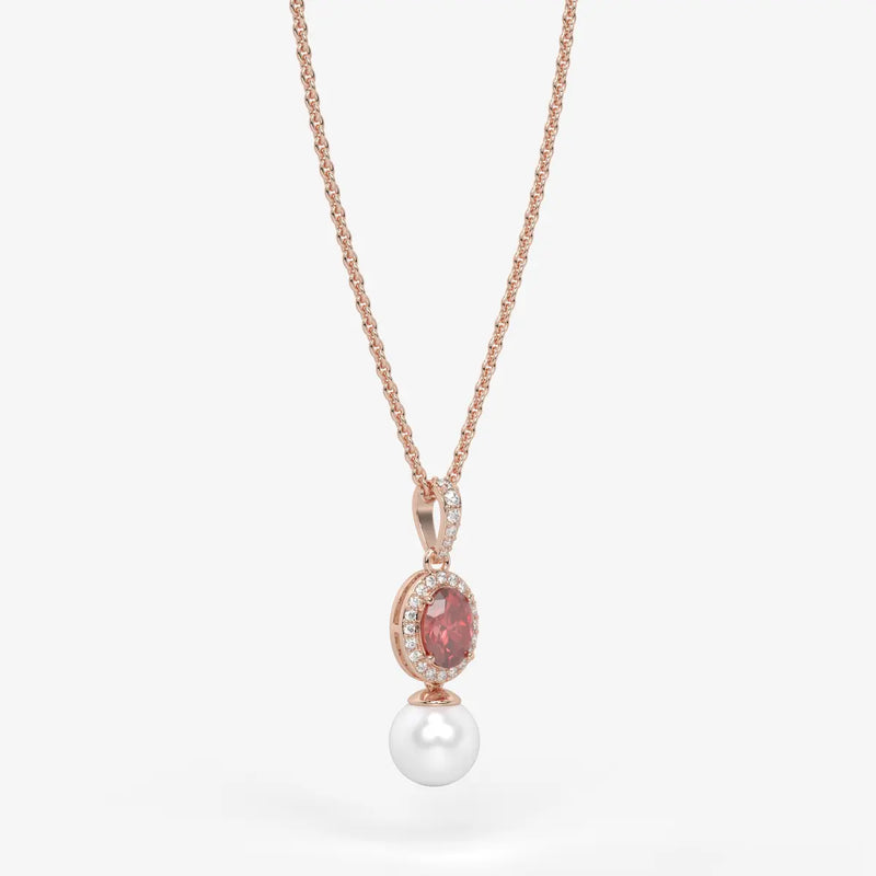 Roselle Pearl Halo Pendant Necklace