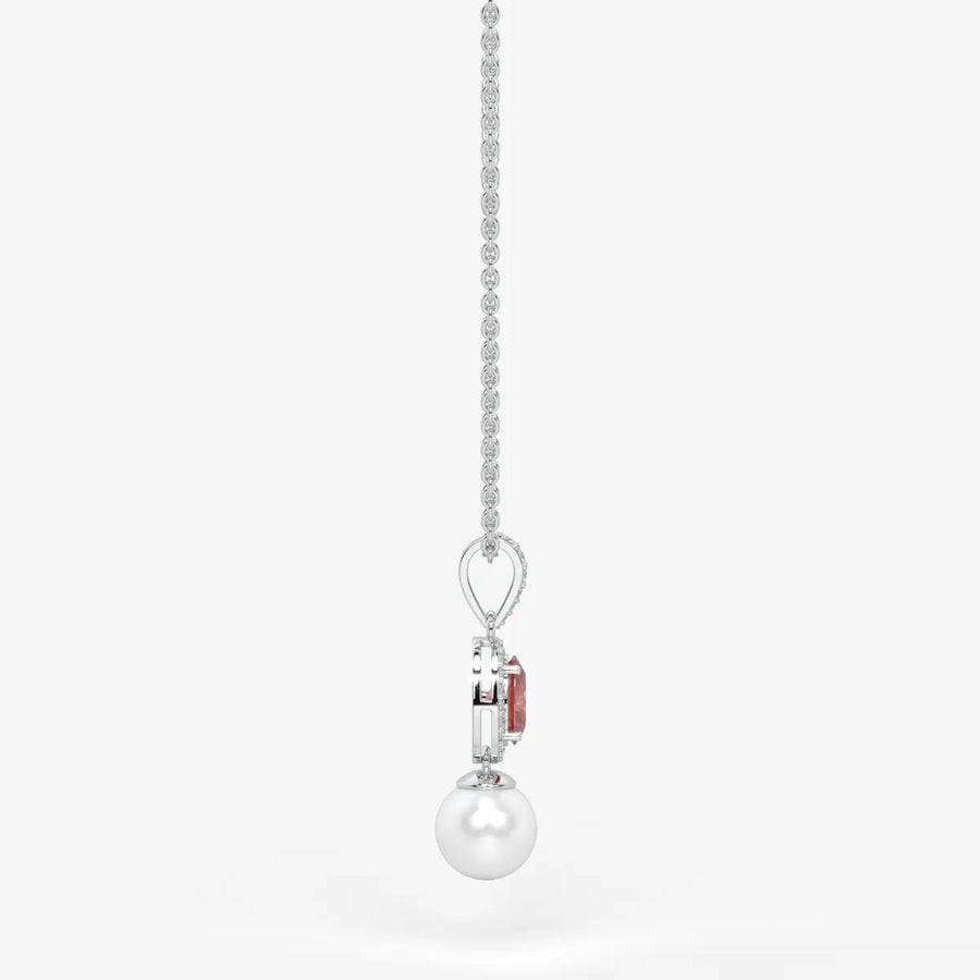 Roselle Pearl Halo Pendant Necklace