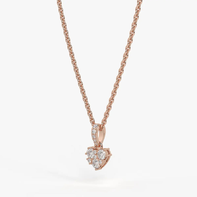 Eirabelle Round Cluster Heart Diamond Pendant