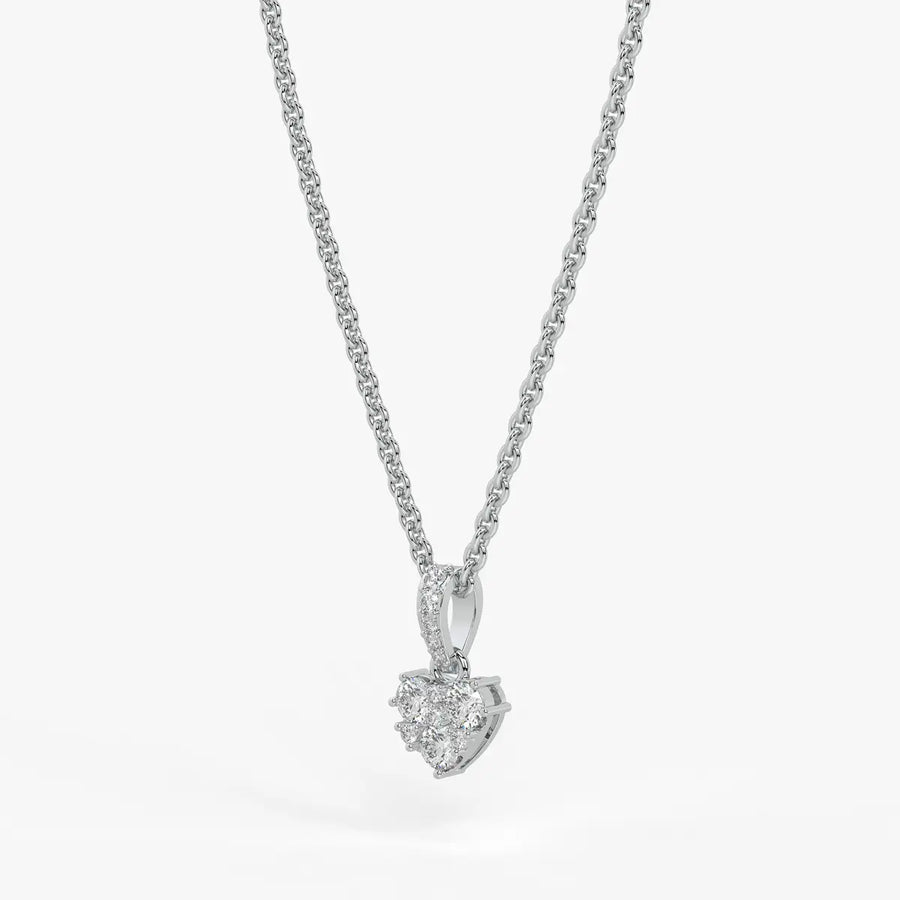 Eirabelle Round Cluster Heart Diamond Pendant