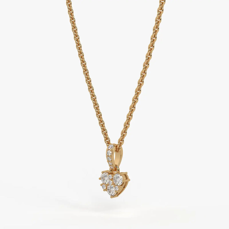 Eirabelle Round Cluster Heart Diamond Pendant