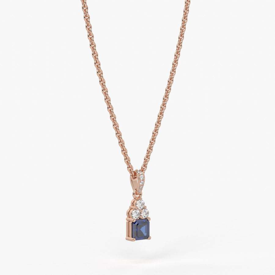 Azureth Emerald Blue Drop Diamond Pendant