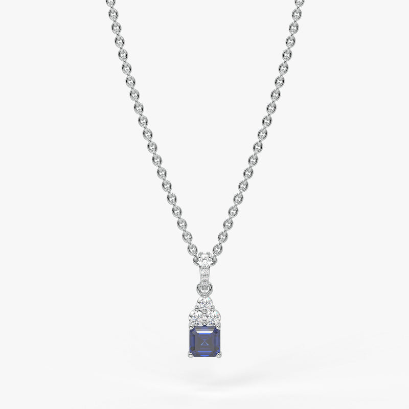 Azureth Emerald Blue Drop Diamond Pendant