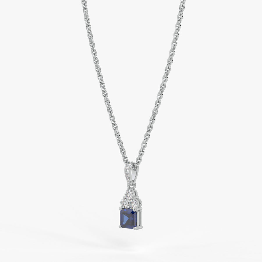 Azureth Emerald Blue Drop Diamond Pendant