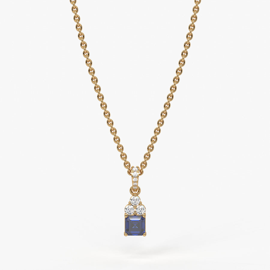 Azureth Emerald Blue Drop Diamond Pendant