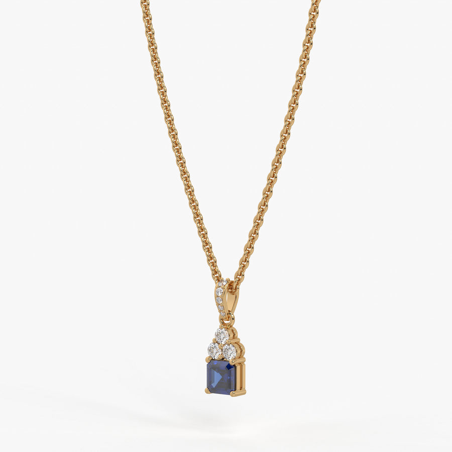 Azureth Emerald Blue Drop Diamond Pendant