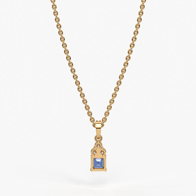 Azureth Emerald Blue Drop Diamond Pendant