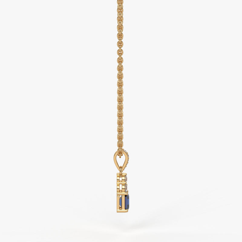 Azureth Emerald Blue Drop Diamond Pendant
