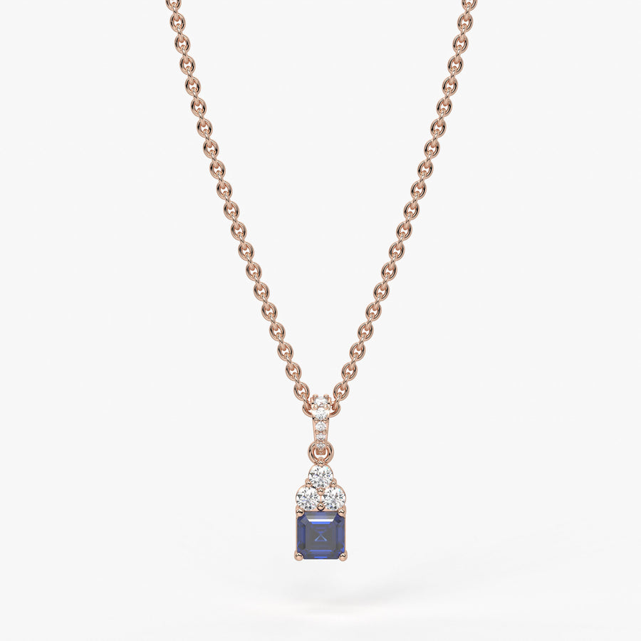 Azureth Emerald Blue Drop Diamond Pendant