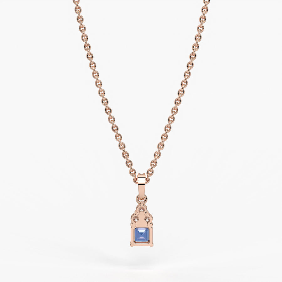 Azureth Emerald Blue Drop Diamond Pendant