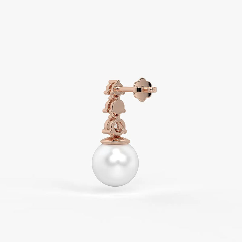 Triple Stone Pearl Drop Earrings