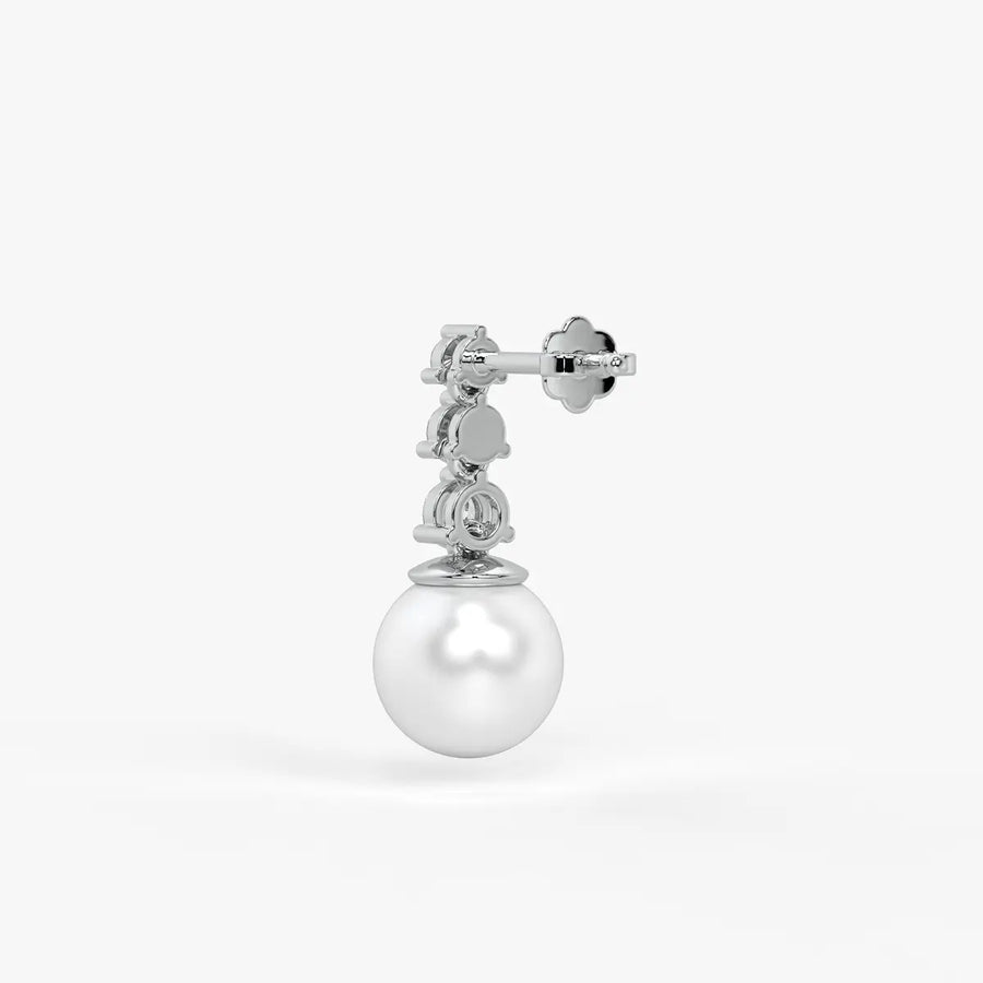 Triple Stone Pearl Drop Earrings