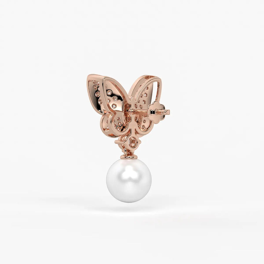 Butterfly Sparkle Pearl Drop Earrings