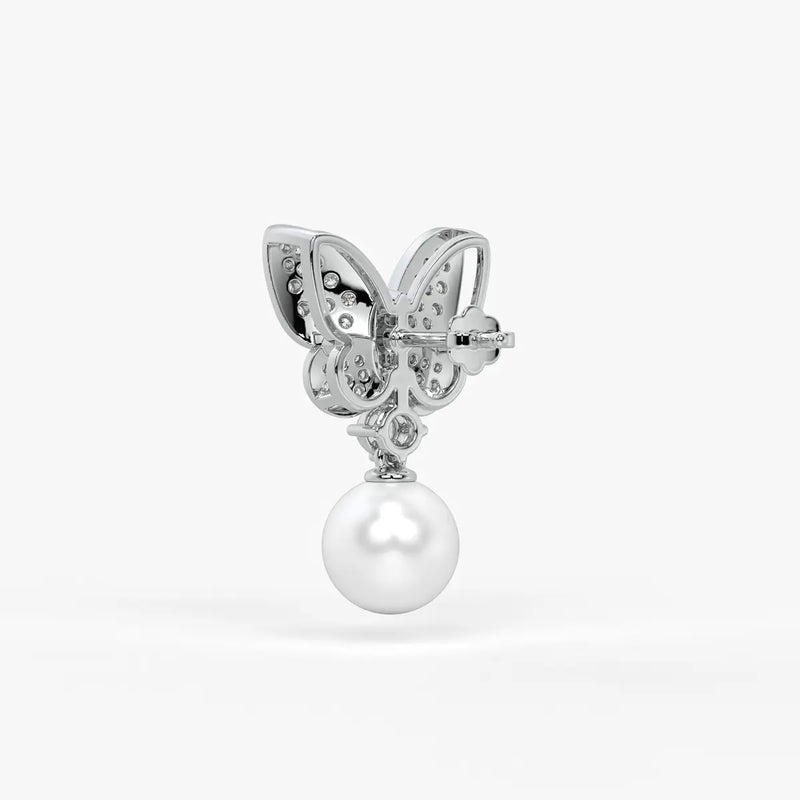 Butterfly Sparkle Pearl Drop Earrings