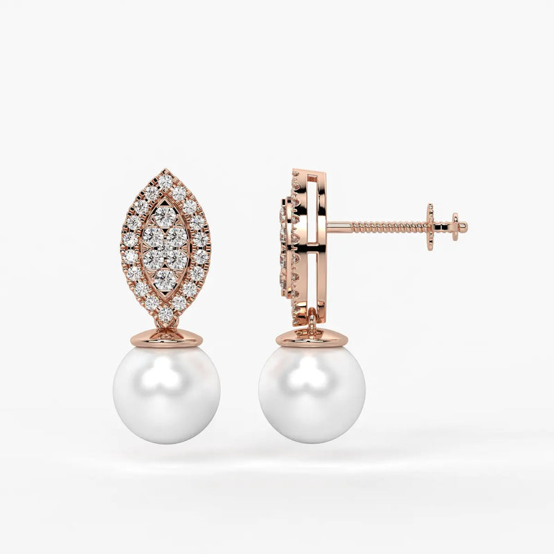 Marquise Cluster Pearl Drop Earrings