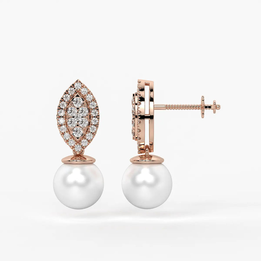 Marquise Cluster Pearl Drop Earrings