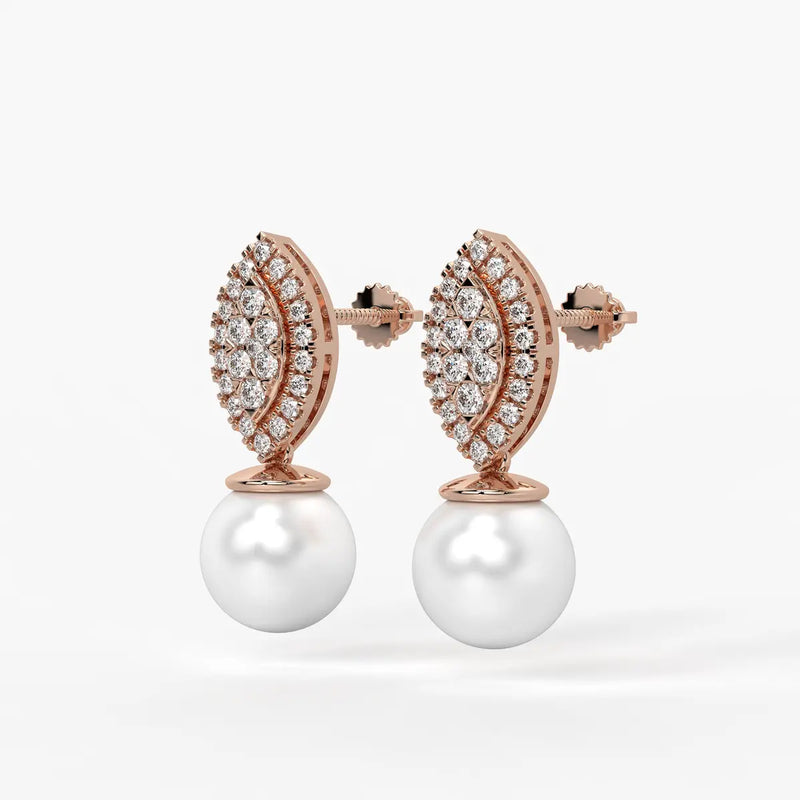 Marquise Cluster Pearl Drop Earrings